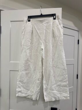 White Wide-Leg Linen Pants